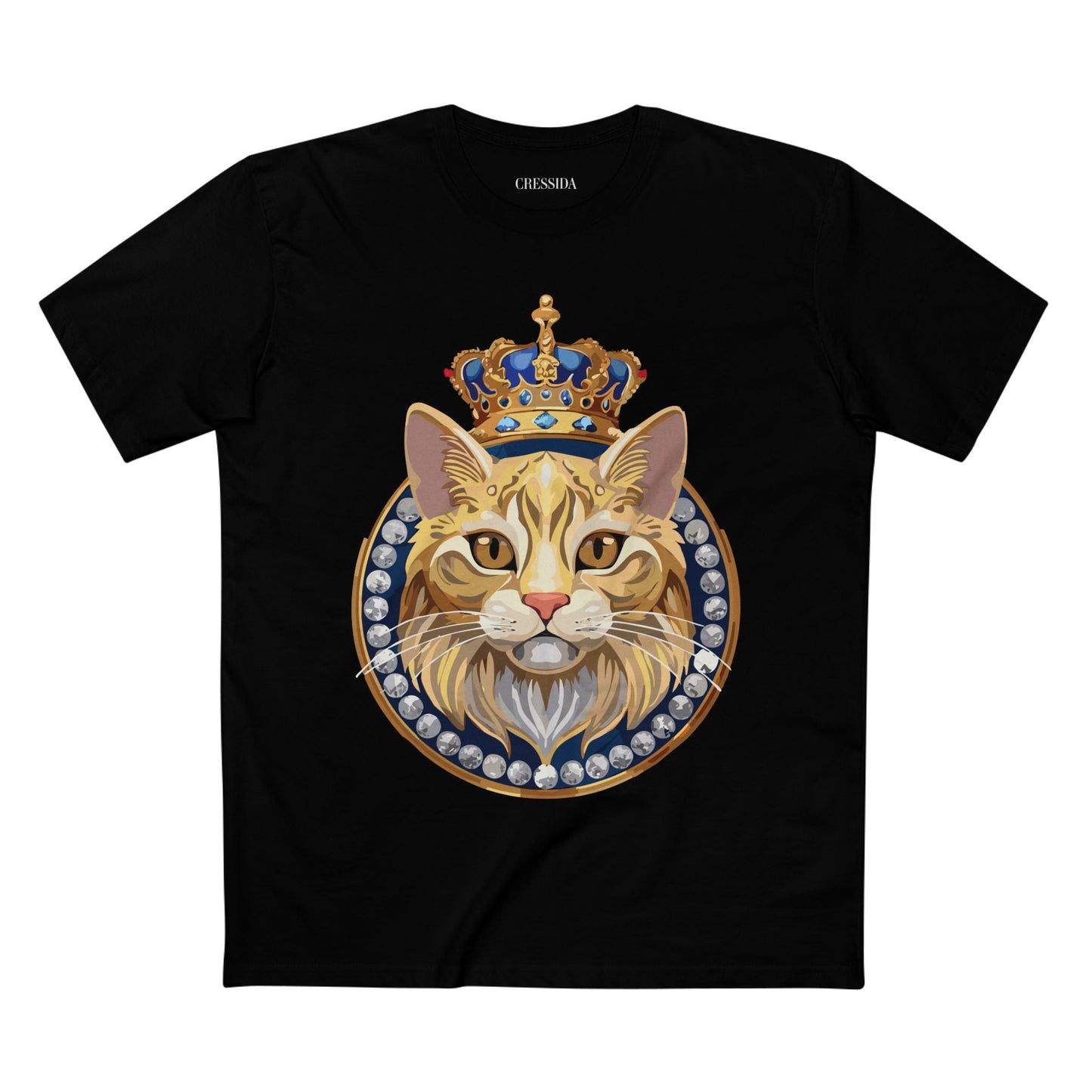 Cat Graphic Unisex 100 Cotton Tee With Unique Animal Golden Medallion Art Design 13