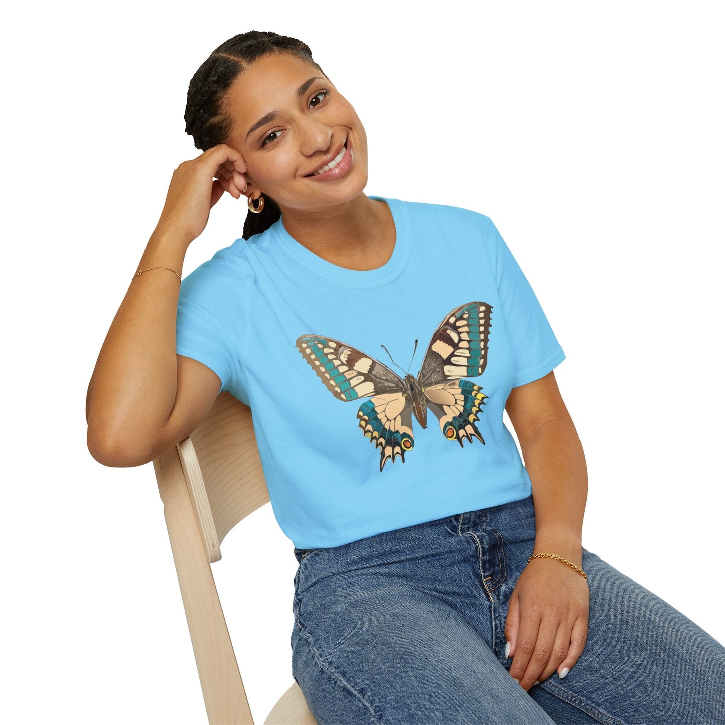 Unisex Butterfly T Shirt Softstyle 64000 Ring Spun Cotton Lightweight Tee Breathable Everyday Comfort