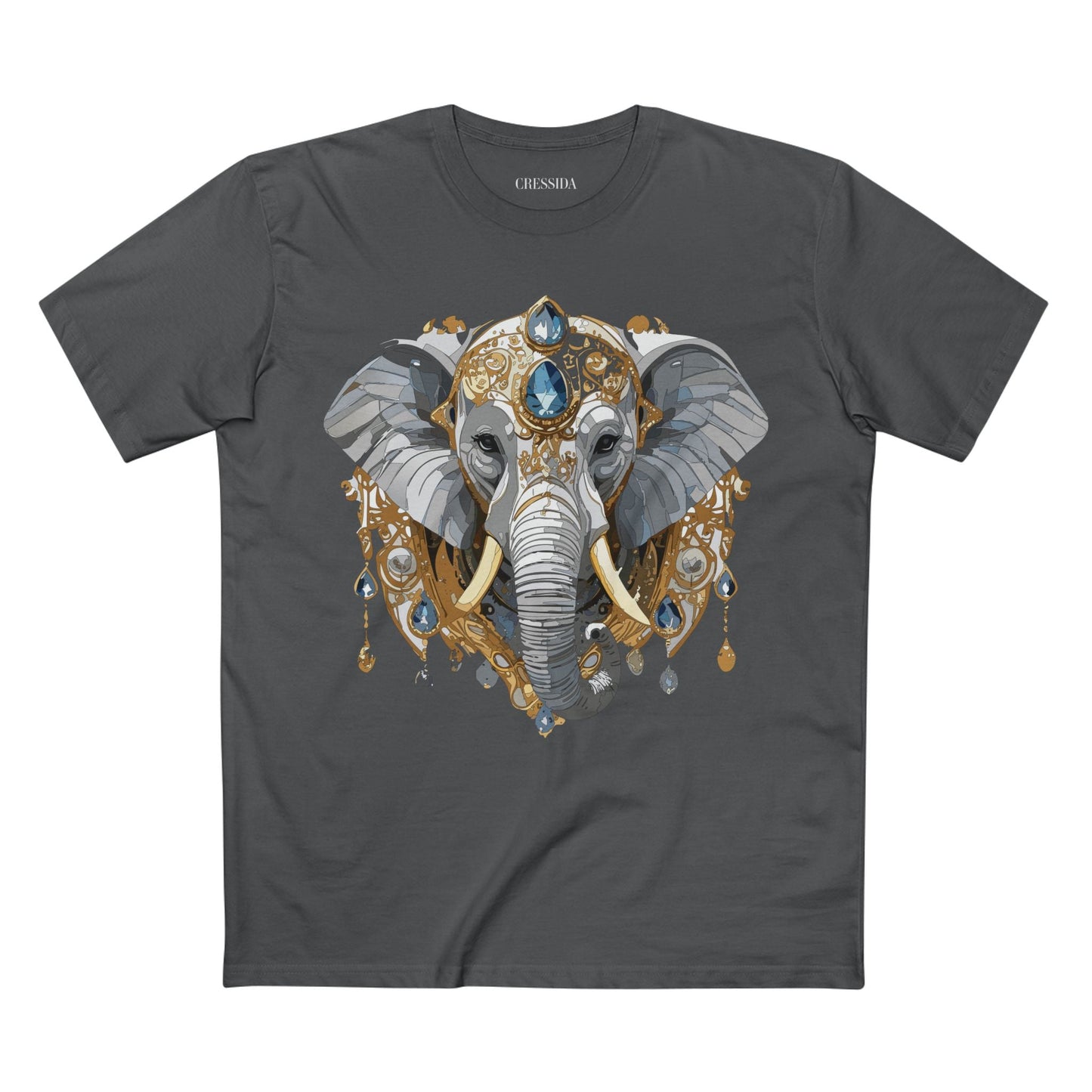 Elephant Graphic Unisex 100 Cotton Tee With Unique Animal Golden Medallion Art Design 37