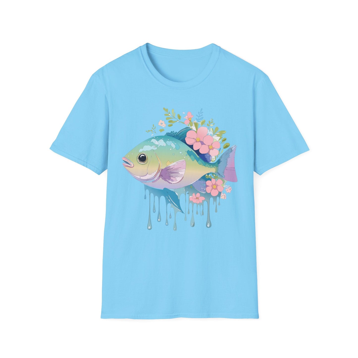 Fish Art Graphic Tee Unisex Gildan Softstyle 64000 100 Percent Ring Spun Cotton Comfortable Tee