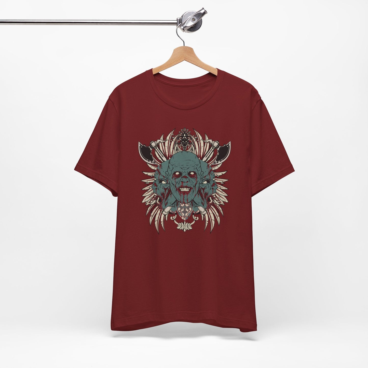 Zombie Skull Mandala T-Shirt Horror Graphic Tee, Gothic Skull Art-54-2