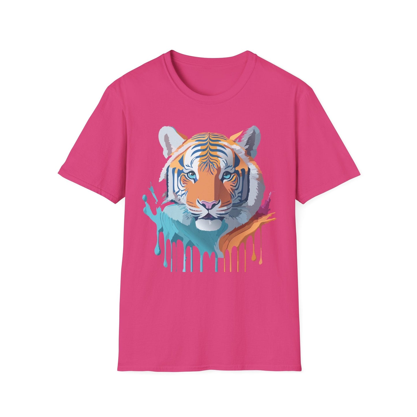 Tiger Print Shirt Unisex Softstyle Tee 100 Percent Ring Spun Cotton