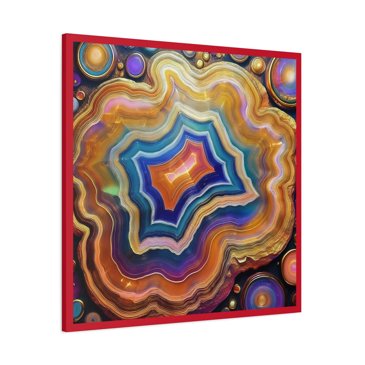Agate Stone Graphic Print Canvas, Oil Paint Print 20x20, 24x24, 30x30, 32x32, 36x36 Canvas Pine-Wood Inner Frame MC-191