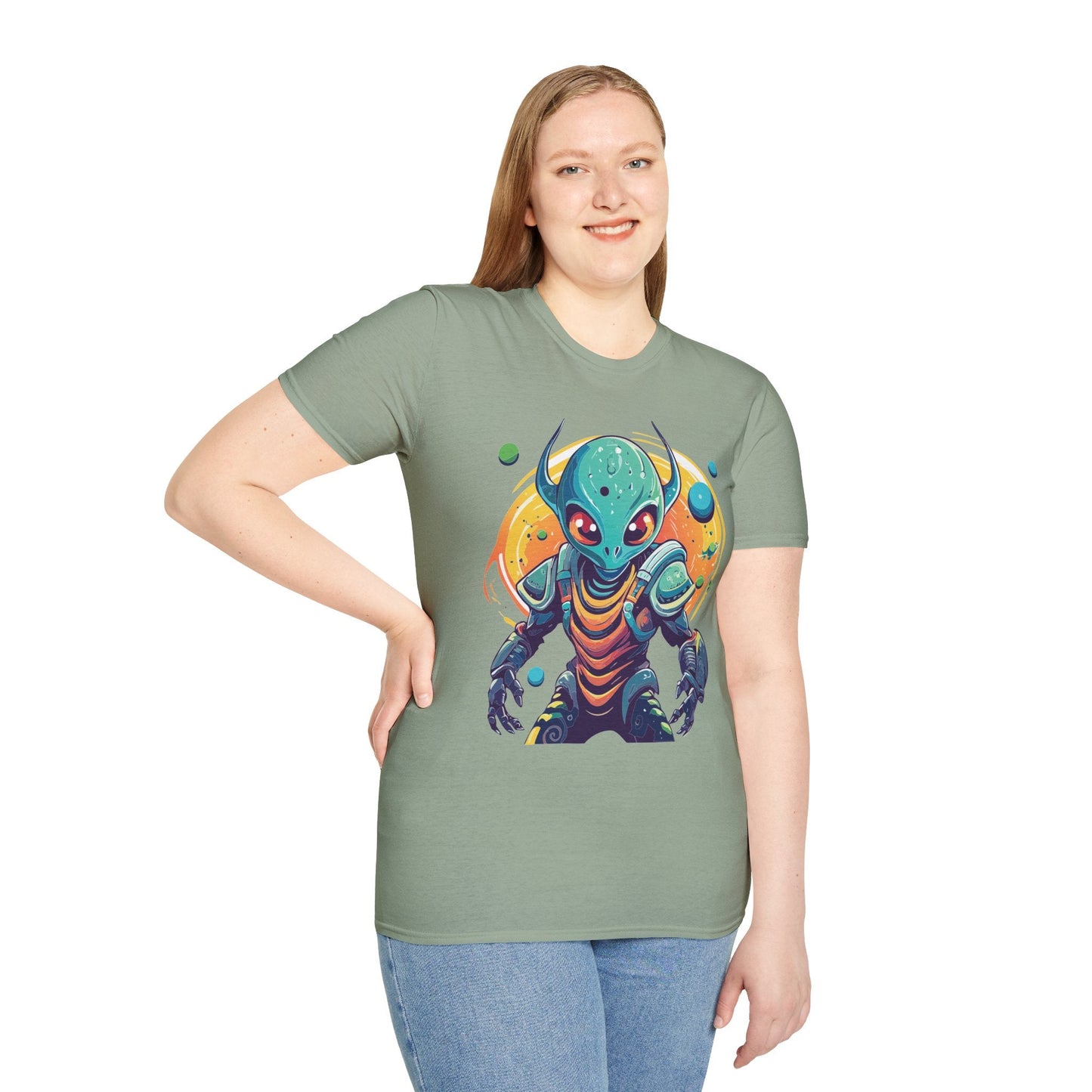 Alien Cosmos Shirt Unisex Softstyle Tee With Alien Art Design Space Theme Graphic Tee