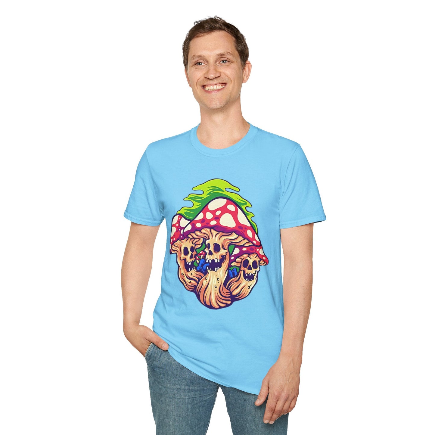 Mashroom Tee Shirt Unisex Softstyle Gildan 64000 Cotton With Funny Mashroom Design