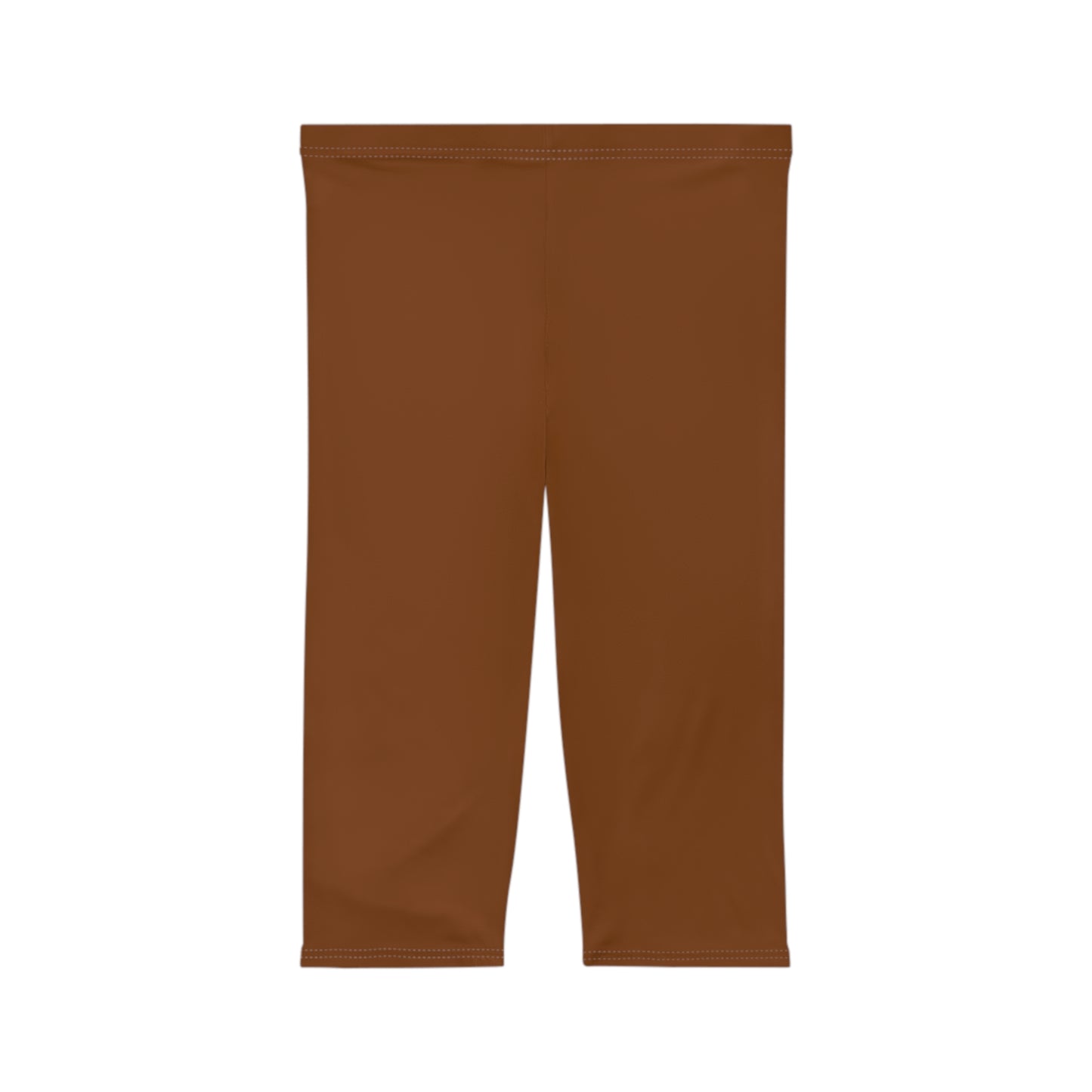 Saddle Brown Color Women's Brushed Suede Poly Span Casual Capri Leggings XS-2XL
