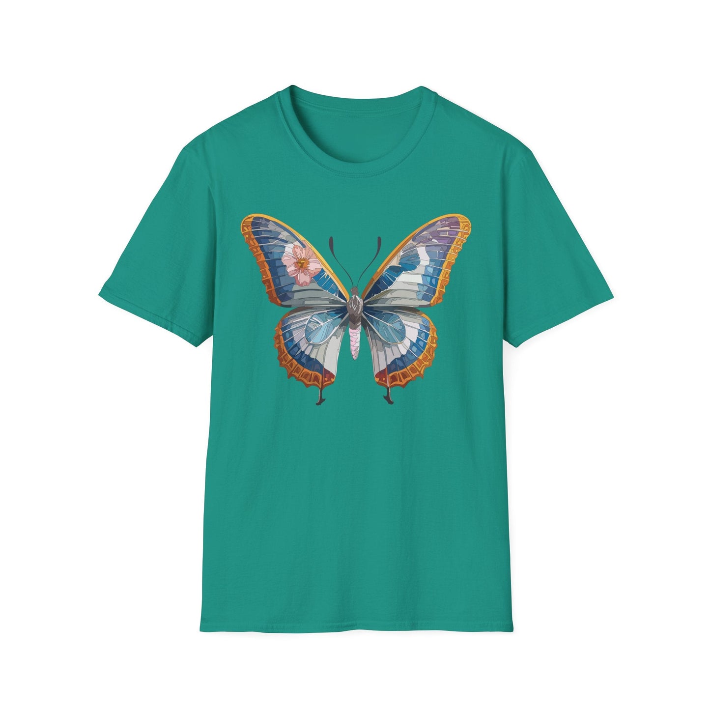 Unisex Butterfly Shirt Softstyle Tee 100 Percent Ring Spun Cotton Monarch Print Tee