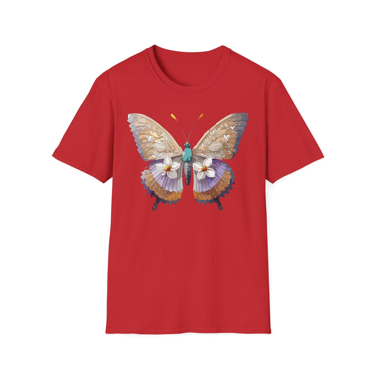 Butterfly Floral Tee — Delicate Botanical Butterfly Graphic Design Unisex 100 Cotton Gildan T-Shirt
