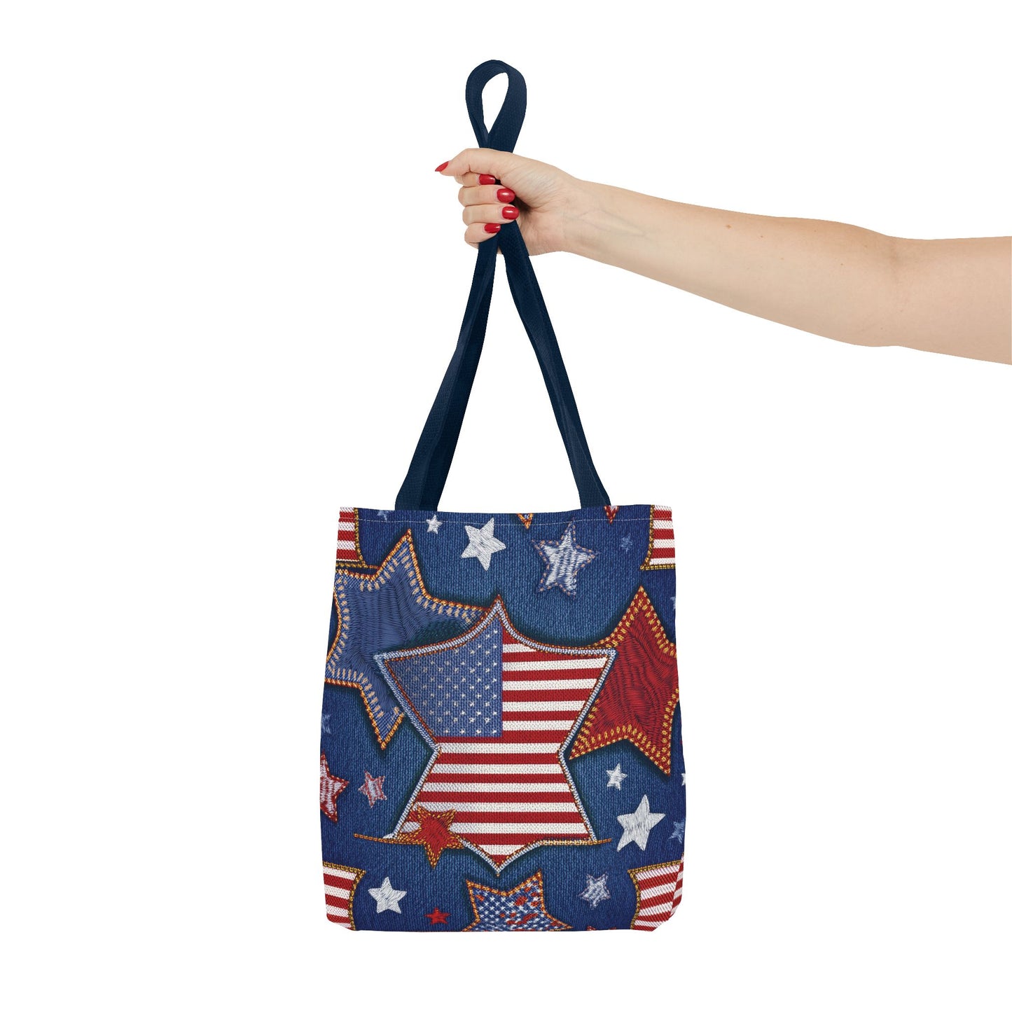 4th of July Graphic Denim Fabric Imitation Print Unisex Canvas Bag Poly Spun 3 Sizes Tote Bag 200-5