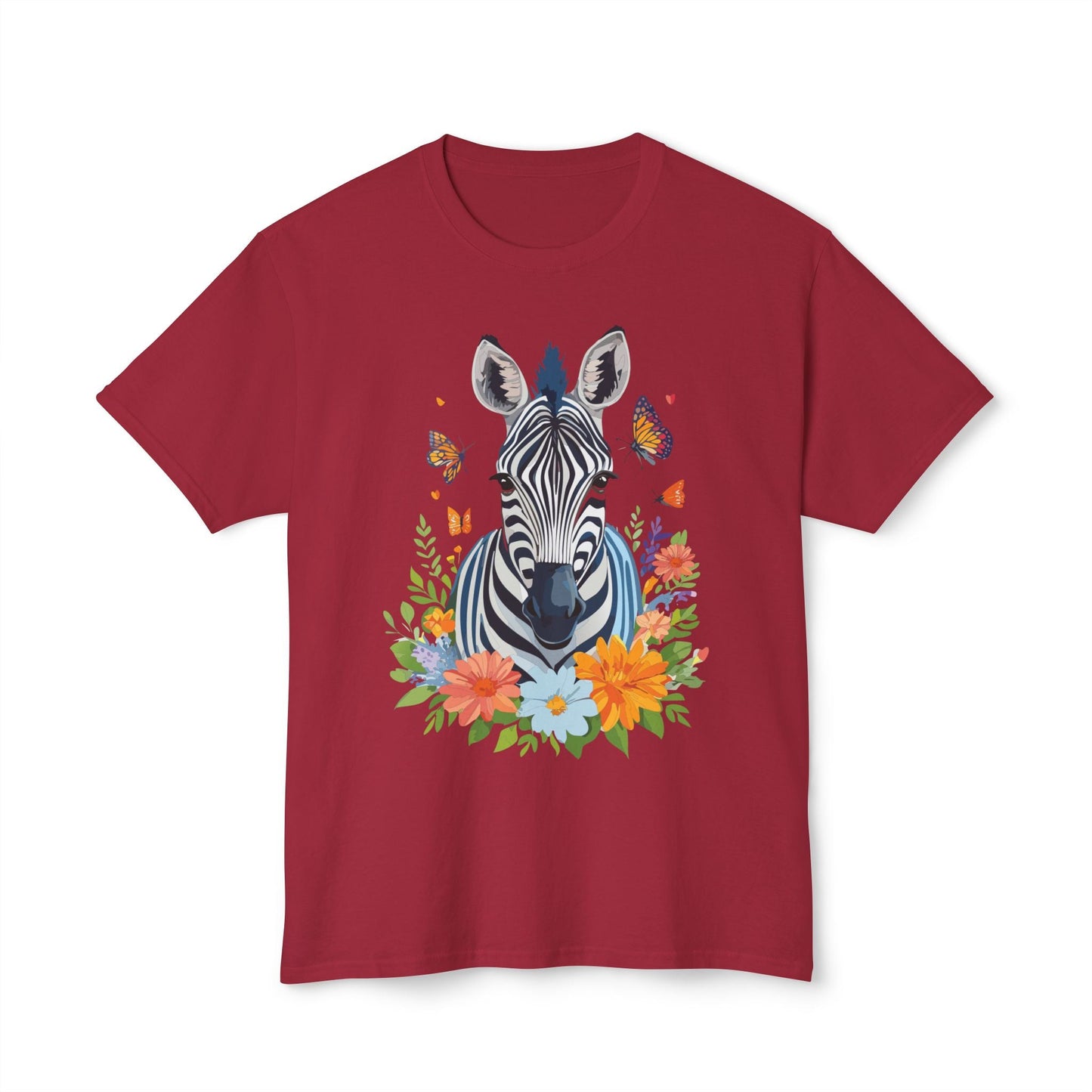 Zebra Art Print T Shirt Unisex Cotton Tee With Floral Design Vintage Zebra Theme