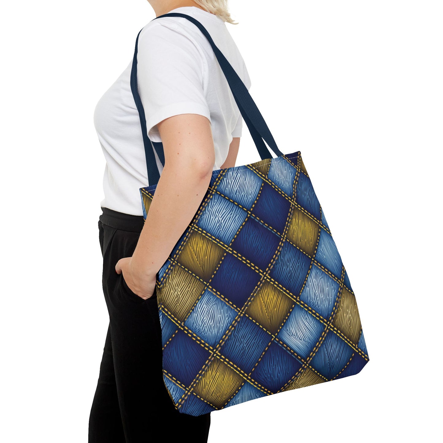 Denim Fabric Imitation Print Unisex Canvas Bag Poly Spun 3 Sizes Tote Bag 143