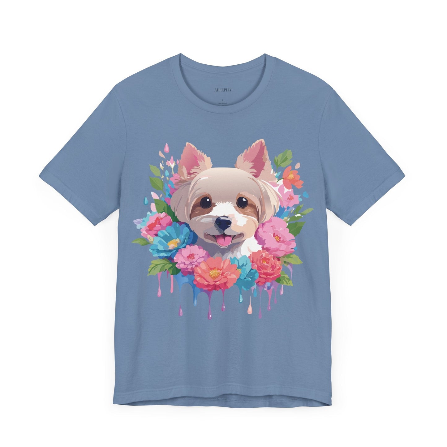 Unisex Graphic T Shirt With Original Adelpha Artwork Vintage Inspired Dog Design