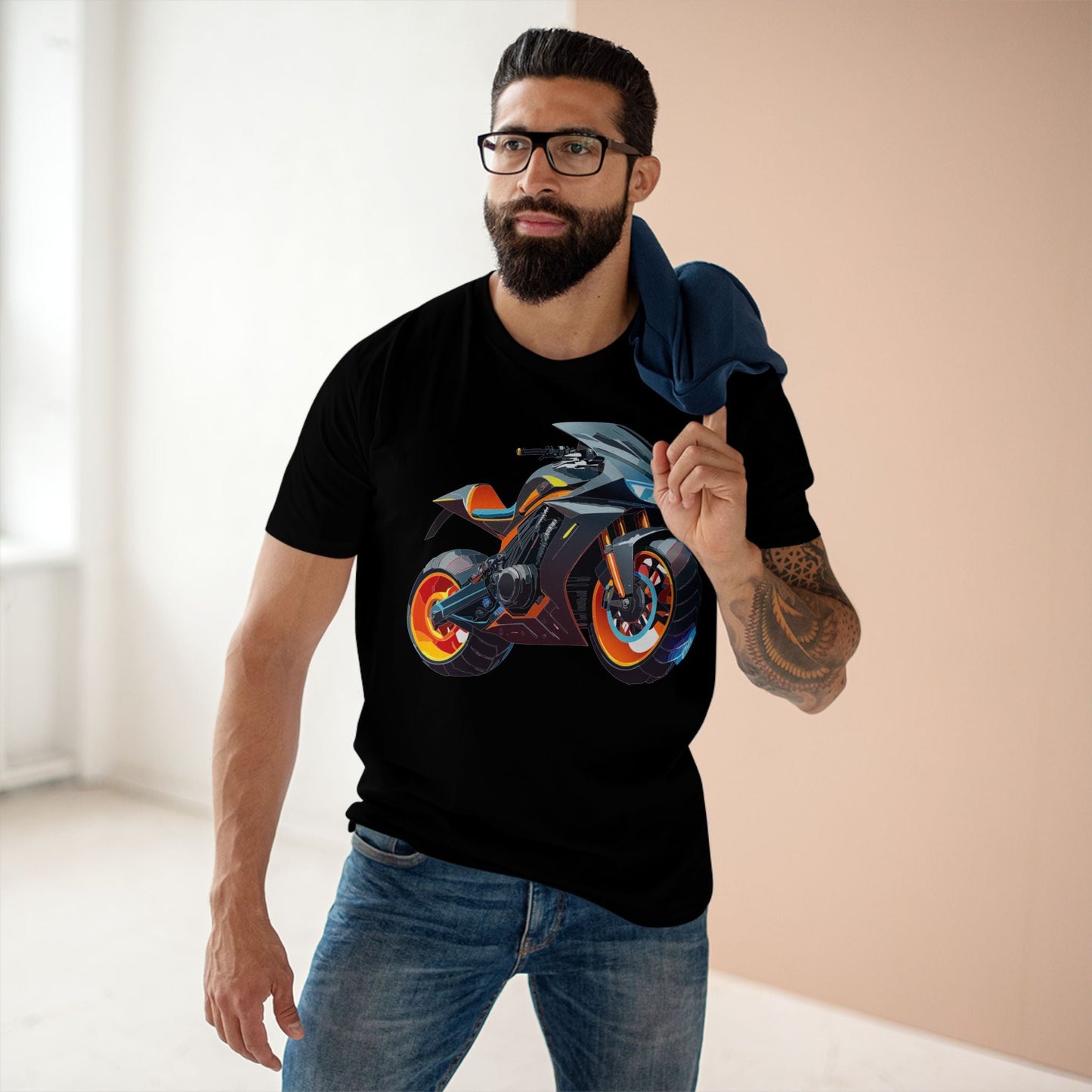Moto Bike Graphic Unisex 100 Cotton Staple Tee 31