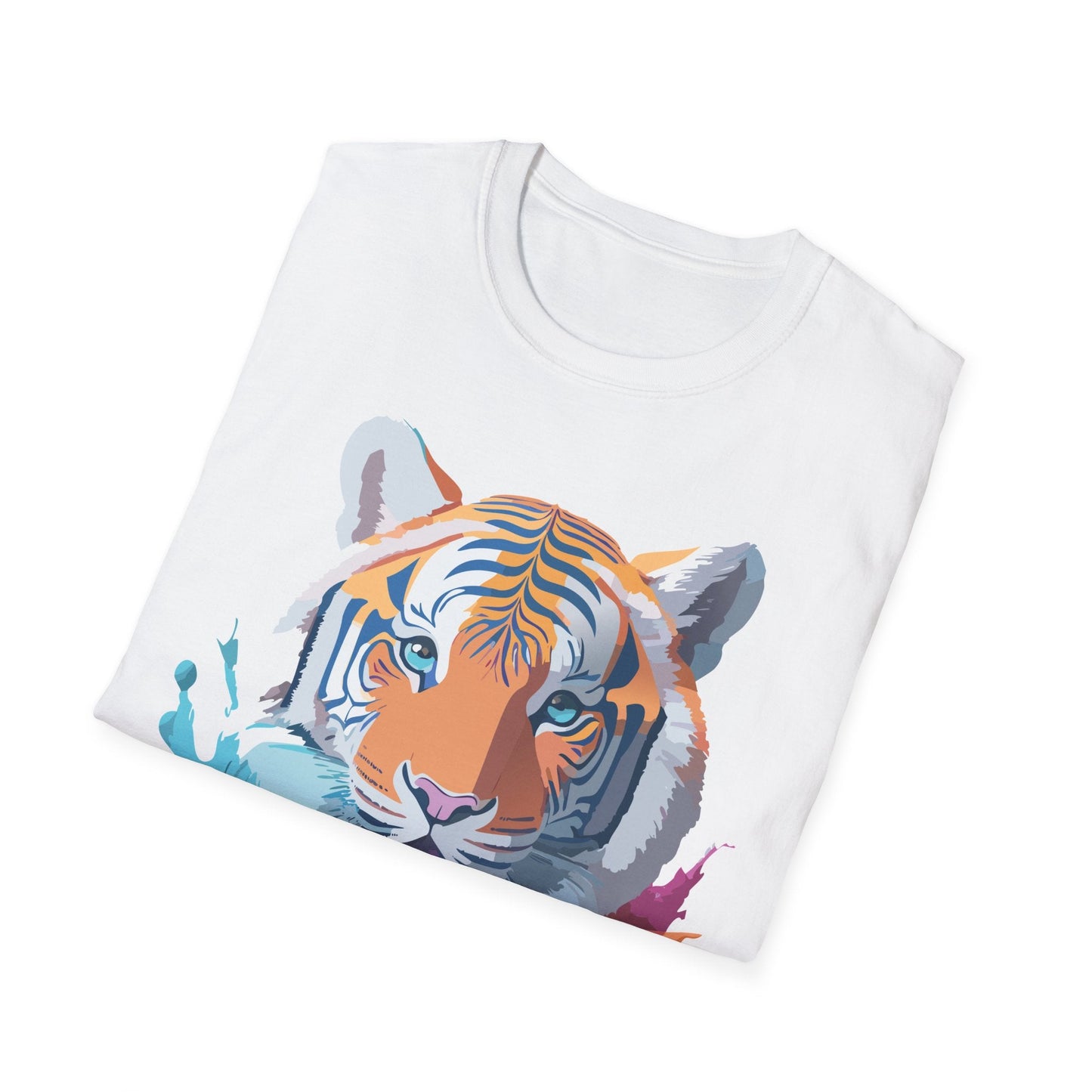 Tiger Print Shirt Unisex Softstyle Tee 100 Percent Ring Spun Cotton