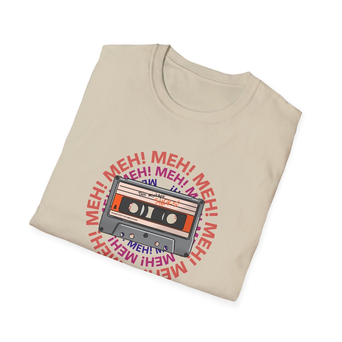 Cassette Tape Meh Graphic T-Shirt Unisex Cotton Retro Funny Music Tee