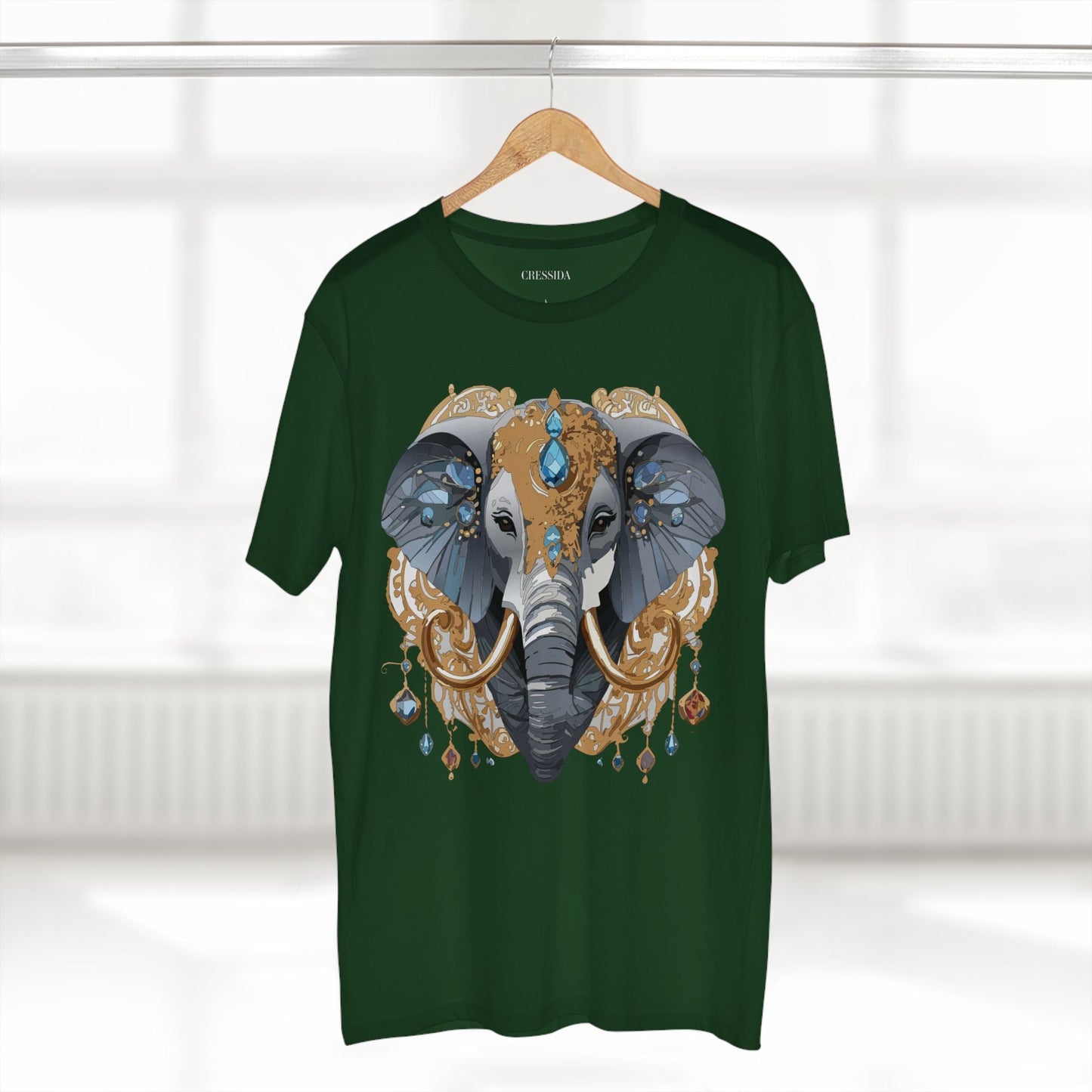 Elephant Graphic Unisex 100 Cotton Tee With Unique Animal Golden Medallion Art Design 39