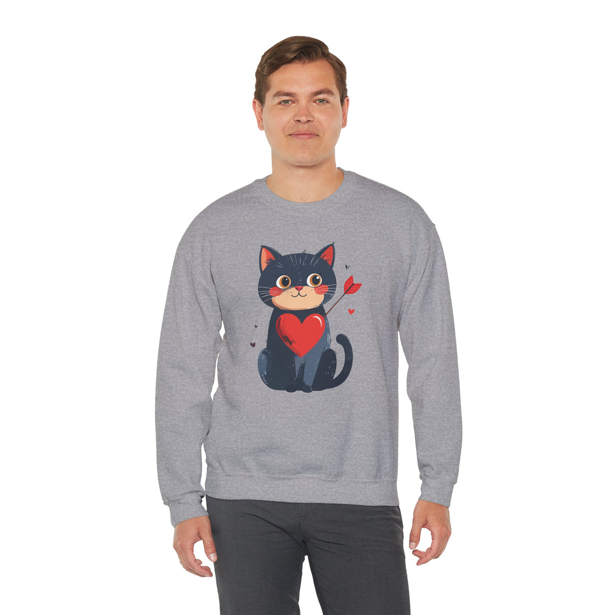 Cat Heart Sweatshirt, Heart Sweatshirt, Cat Sweatshirt, Valentine's Day Sweatshirt, 50/50 Cotton-Poly Animal Sweatshirt 108
