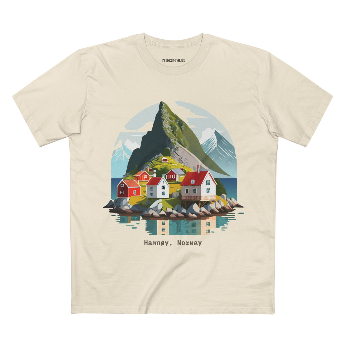 Hamnøy Norway Village Illustration Tee | Scandinavian Coastal Landscape