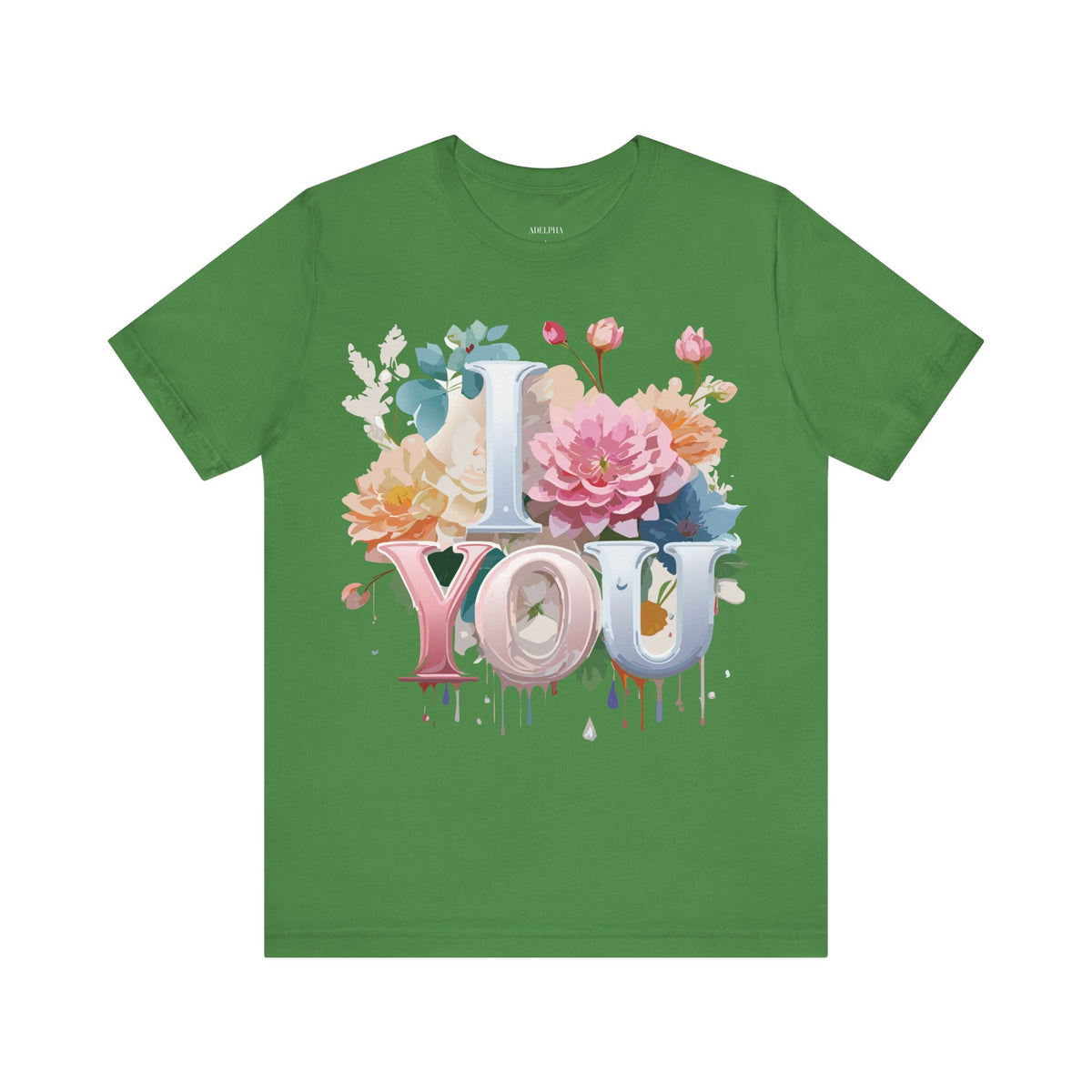 Valentine's Day Graphic Unisex Cotton Bella+Canvas Tee with Floral Art Design d113