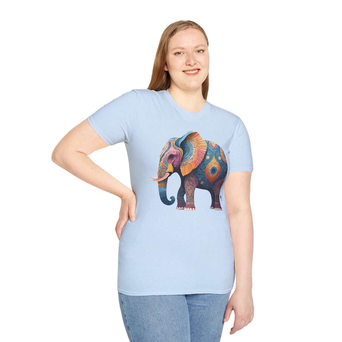 Elephant T Shirt Unisex Gildan Softstyle 64000 Tee With Animal Elephant Graphic Artwork