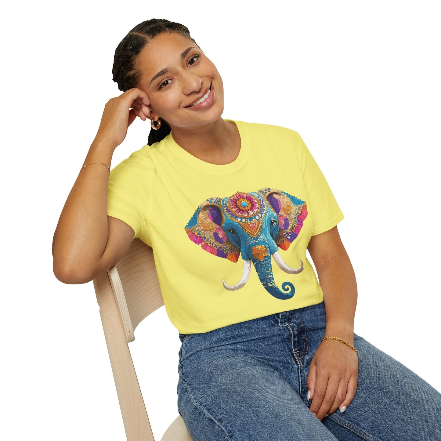 Unisex Elephant Graphic Tee Gildan Softstyle Cotton T Shirt Animal Print Comfortable Wear