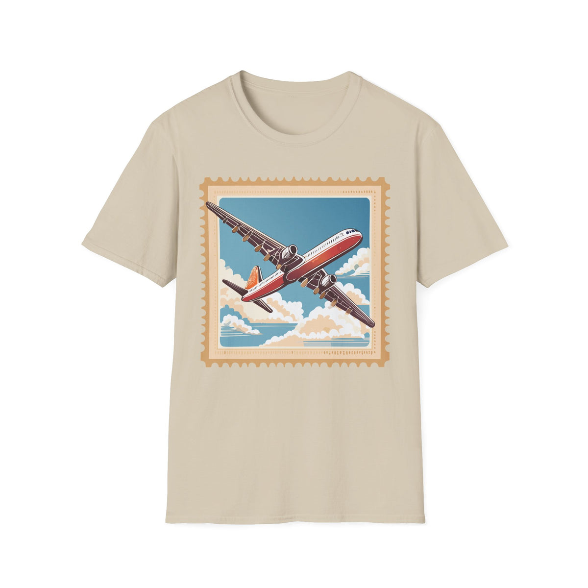Vintage Airplane Stamp T-Shirt | Retro Travel Poster Tee