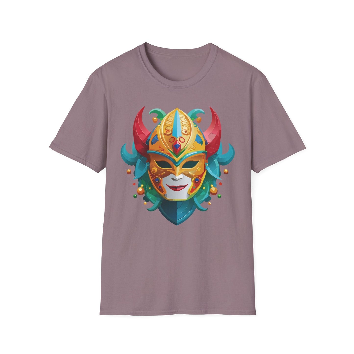 Unisex Mask Tee Shirt Softstyle Gildan 64000 Cotton Tee Masquerade Design Artwork