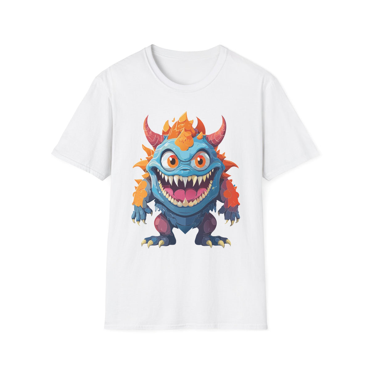 Cute Colorful Monster T-Shirt — Fun Cartoon Demon Cartoon Graphic Tee Unisex 100 Cotton Gildan T-Shirt