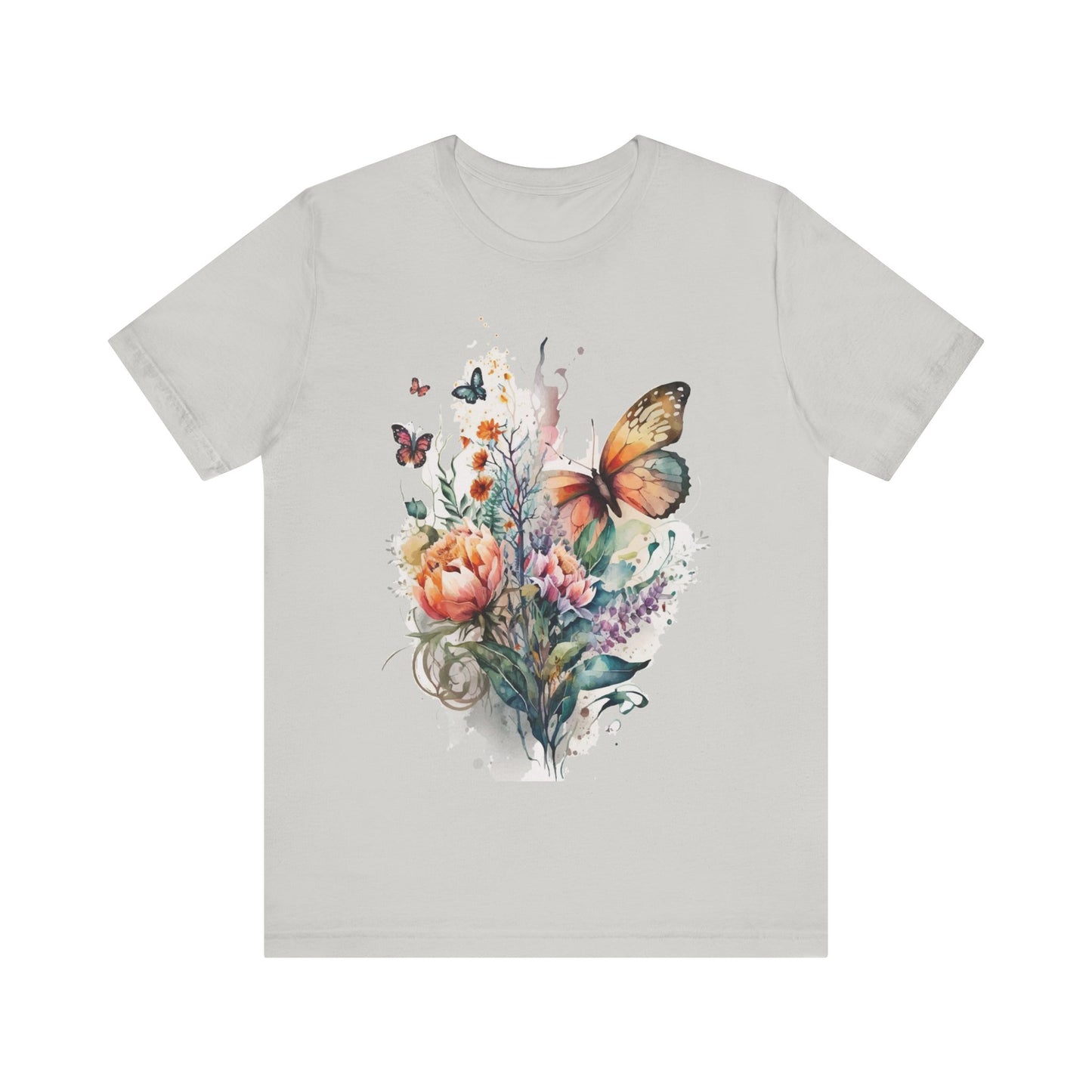 Cotton Tee Shirt with Butterfly Prints