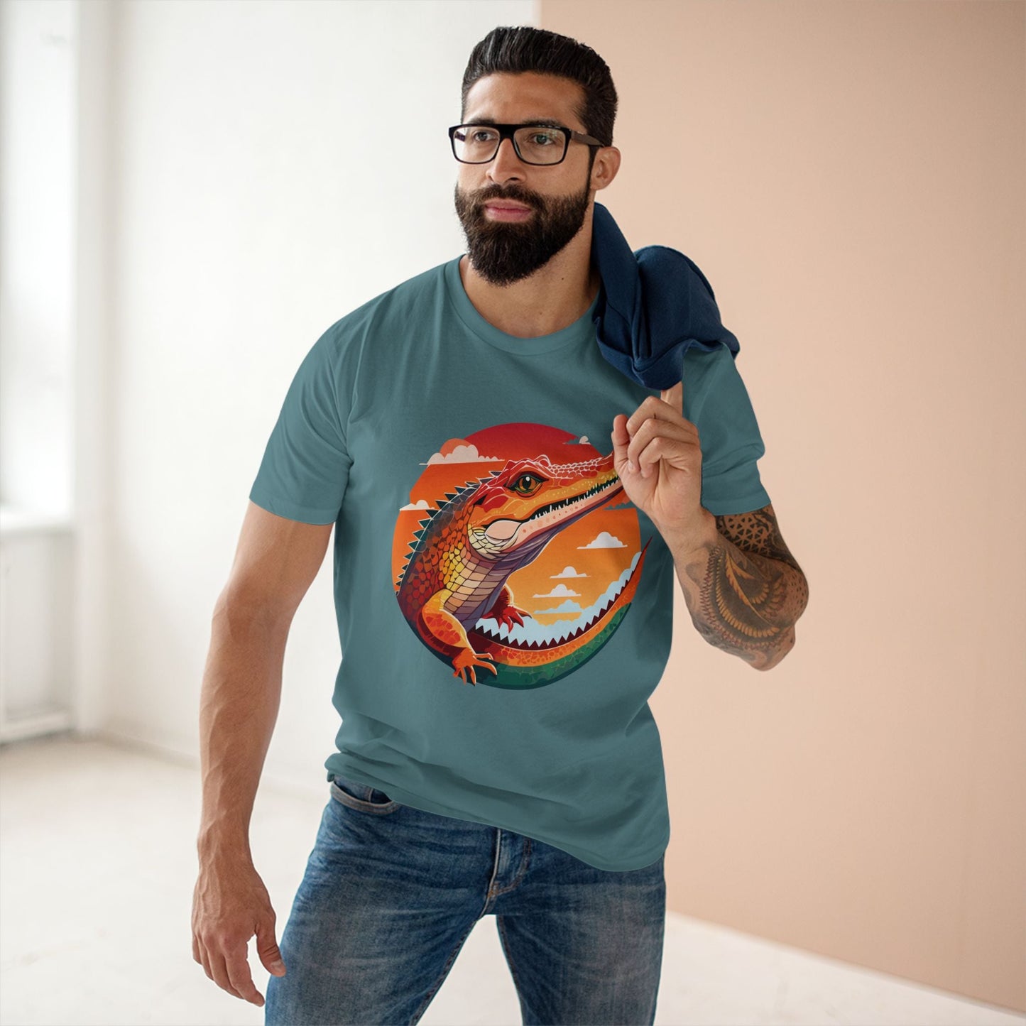 Unisex Crocodile Shirt With Original Art Design Premium Cotton Tee From Retro2Nova Art Collection Soft Breathable Graphic