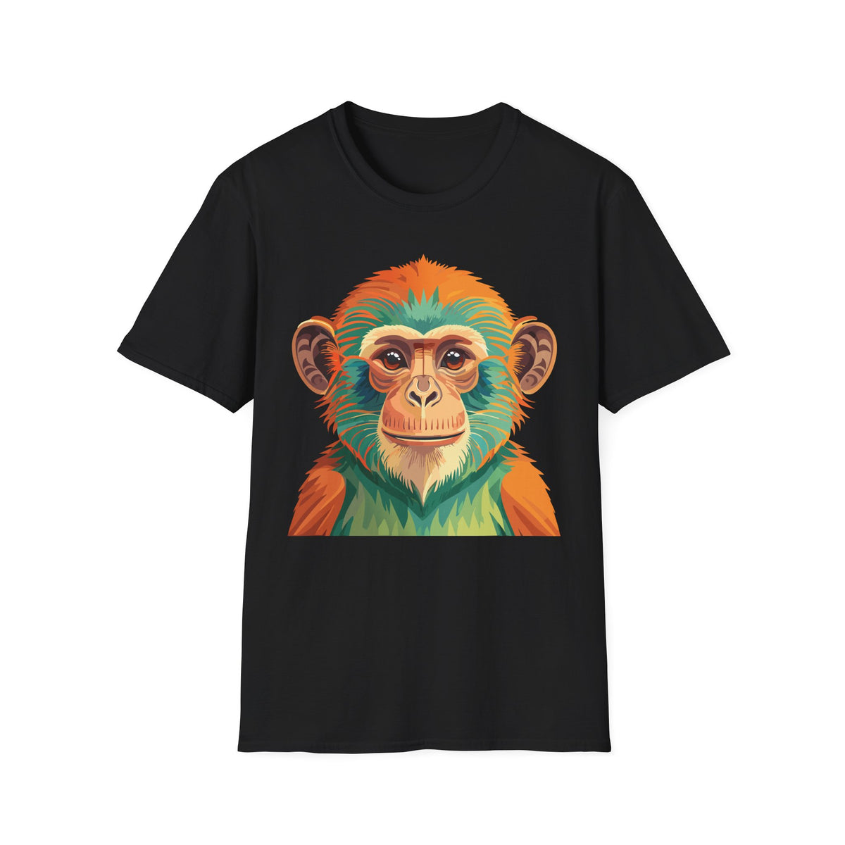 Colorful Monkey Face T-Shirt | Vibrant Primate Illustration Tee