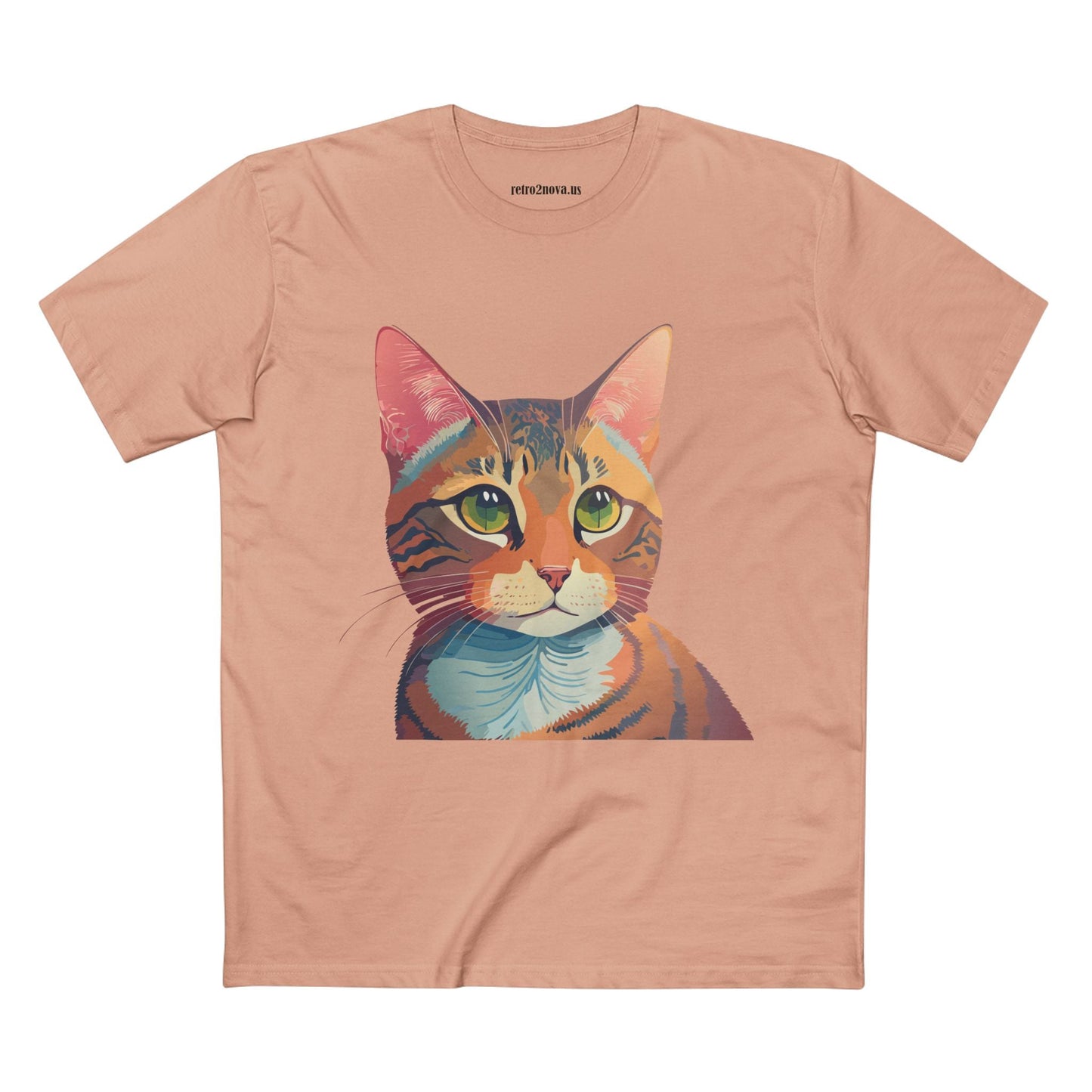 Retro2Nova Cat Art Tee Unisex Premium Cotton Shirt With Original Artwork Design Soft Breathable Comfort Everyday Wear