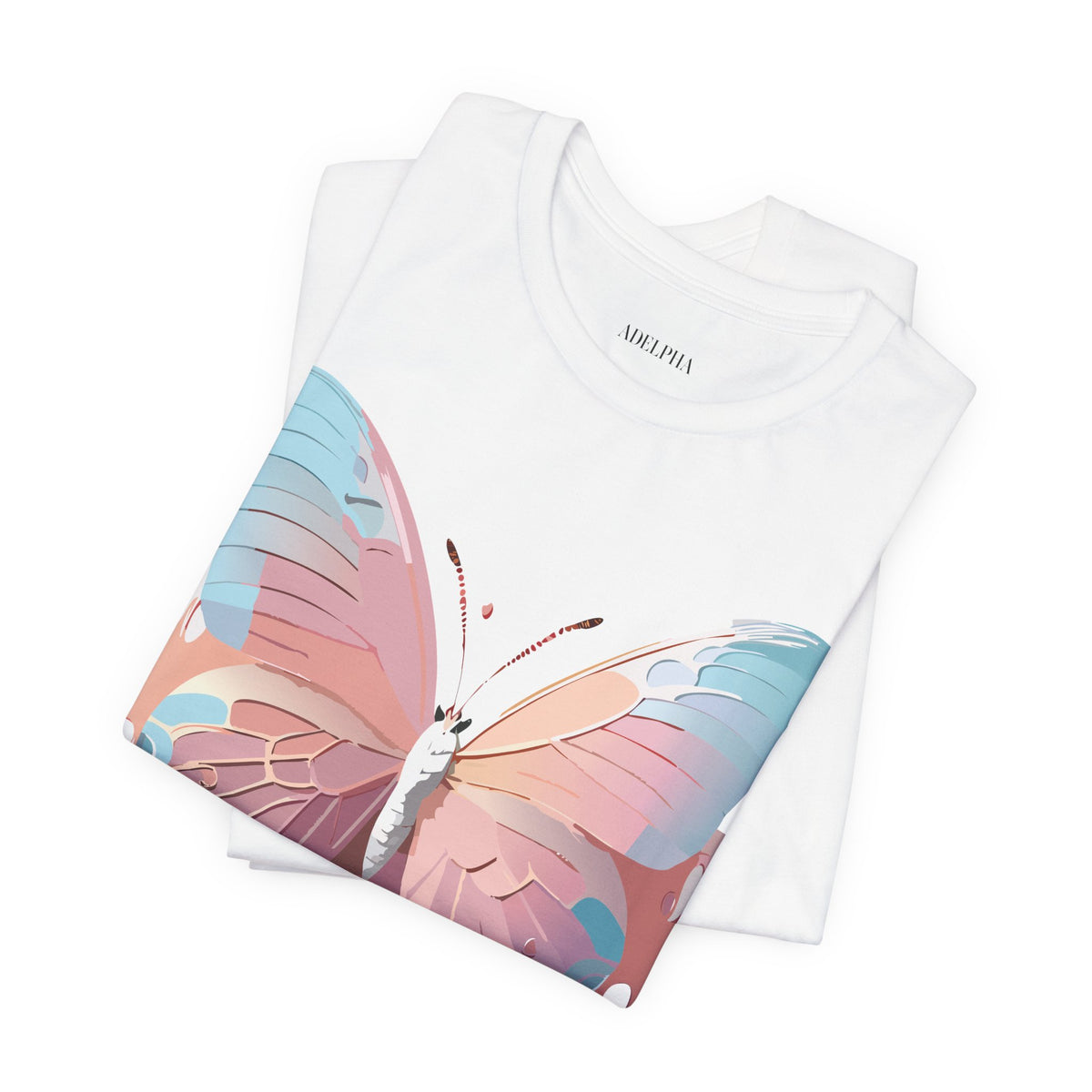Butterfly Graphic Unisex Cotton Bella+Canvas Tee with Floral Art Design m02