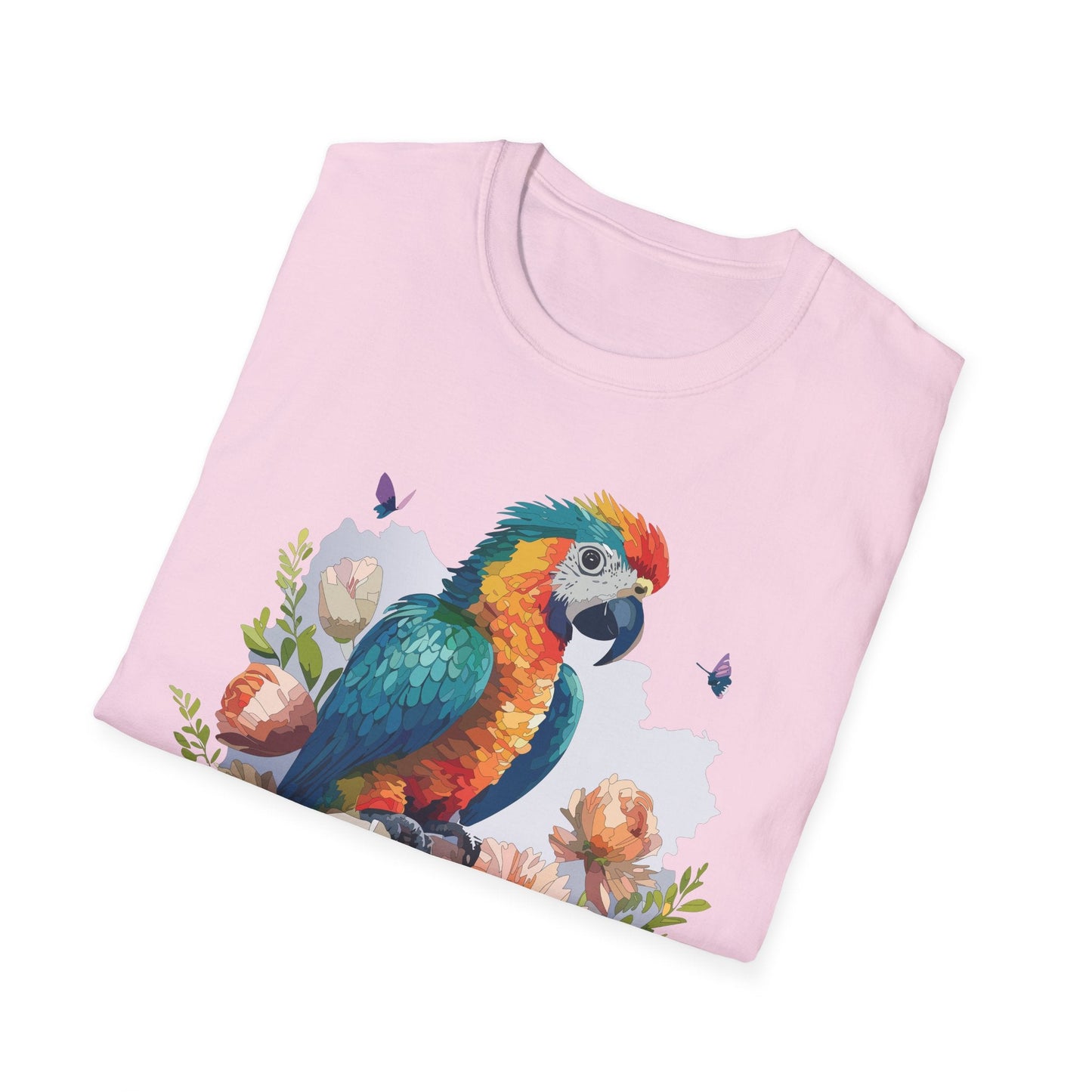 Bird T Shirt Floral Bird Print Unisex Softstyle Cotton Tee Animal Graphic Tee For Everyday Wear