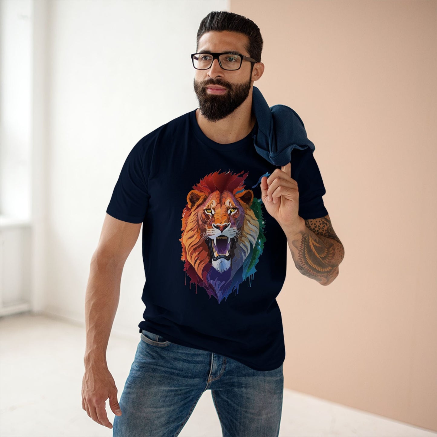Lion Graphic Unisex 100 Cotton Staple Tee with Animal Design Artwork 29
