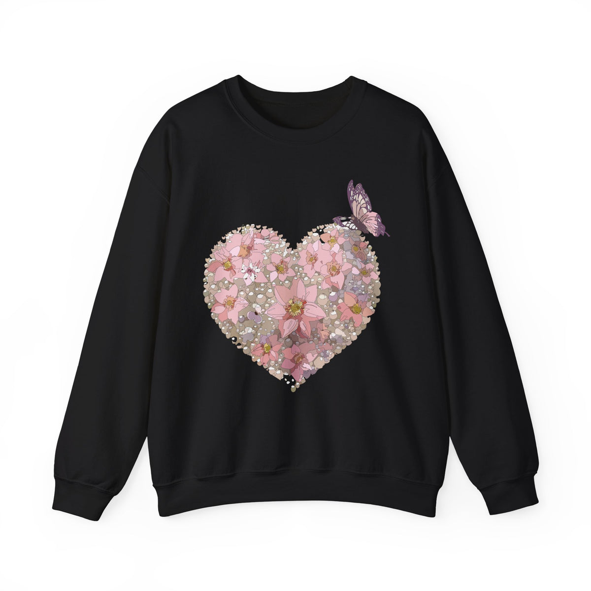 Floral Heart Love Graphic Valentine's Day Sweatshirt Unisex 50/50 Cotton-Poly Sweatshirt w29
