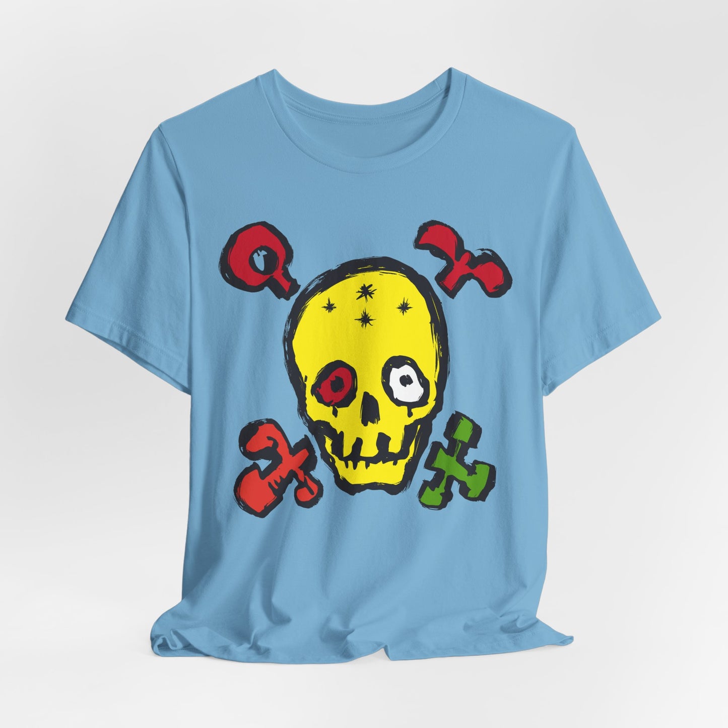 Yellow Skull Graphic Design Tee, Skull Shirt, Vintage Tees, Art Design T-Shirt, Vintage Graphic Tee, Art Shirts with Skulls