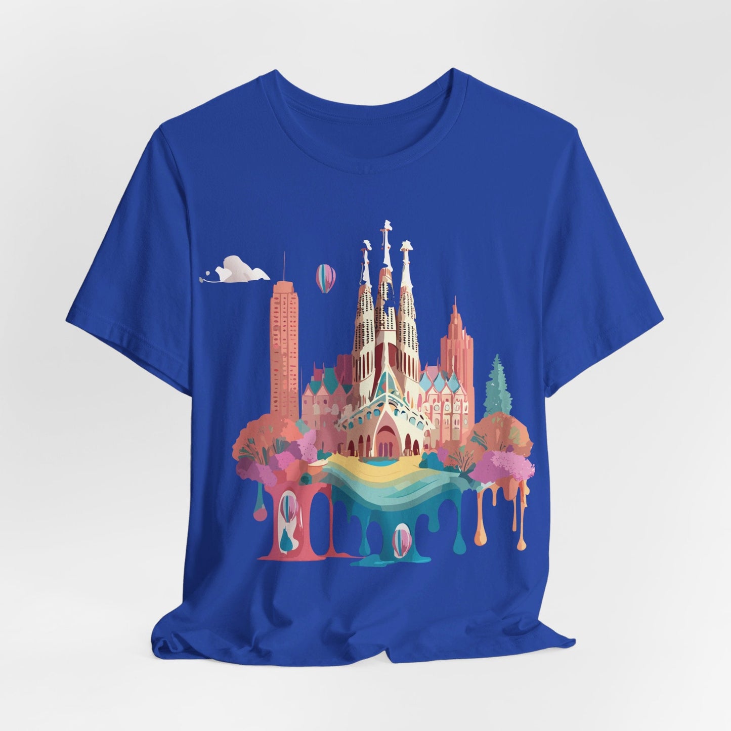 Adelpha Barcelona Themed Graphic Tee Unisex Short Sleeve Art Design For Everyday Comfort