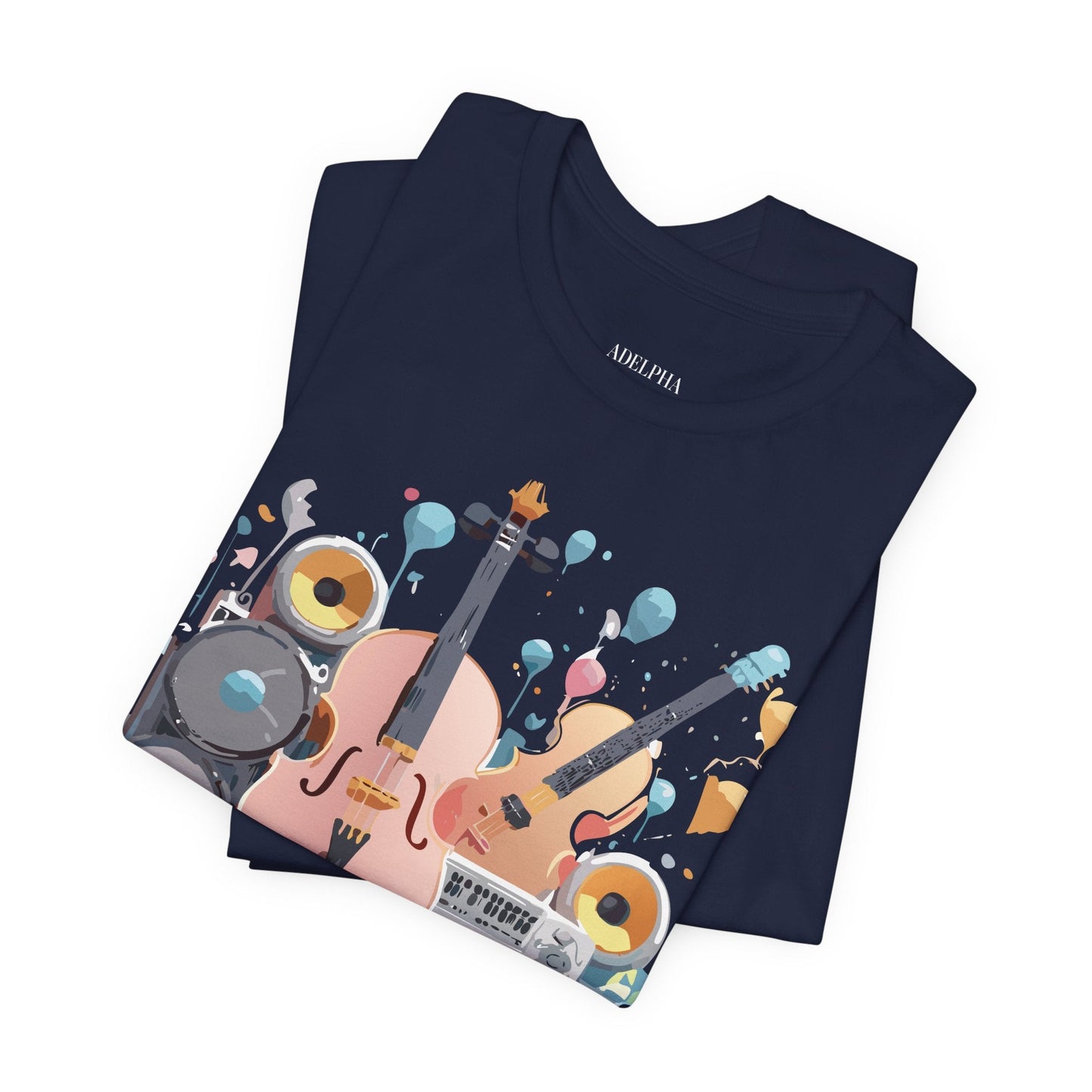 Music Graphic Unisex 100 Cotton Vintage Art with Musical Elements Tee 90