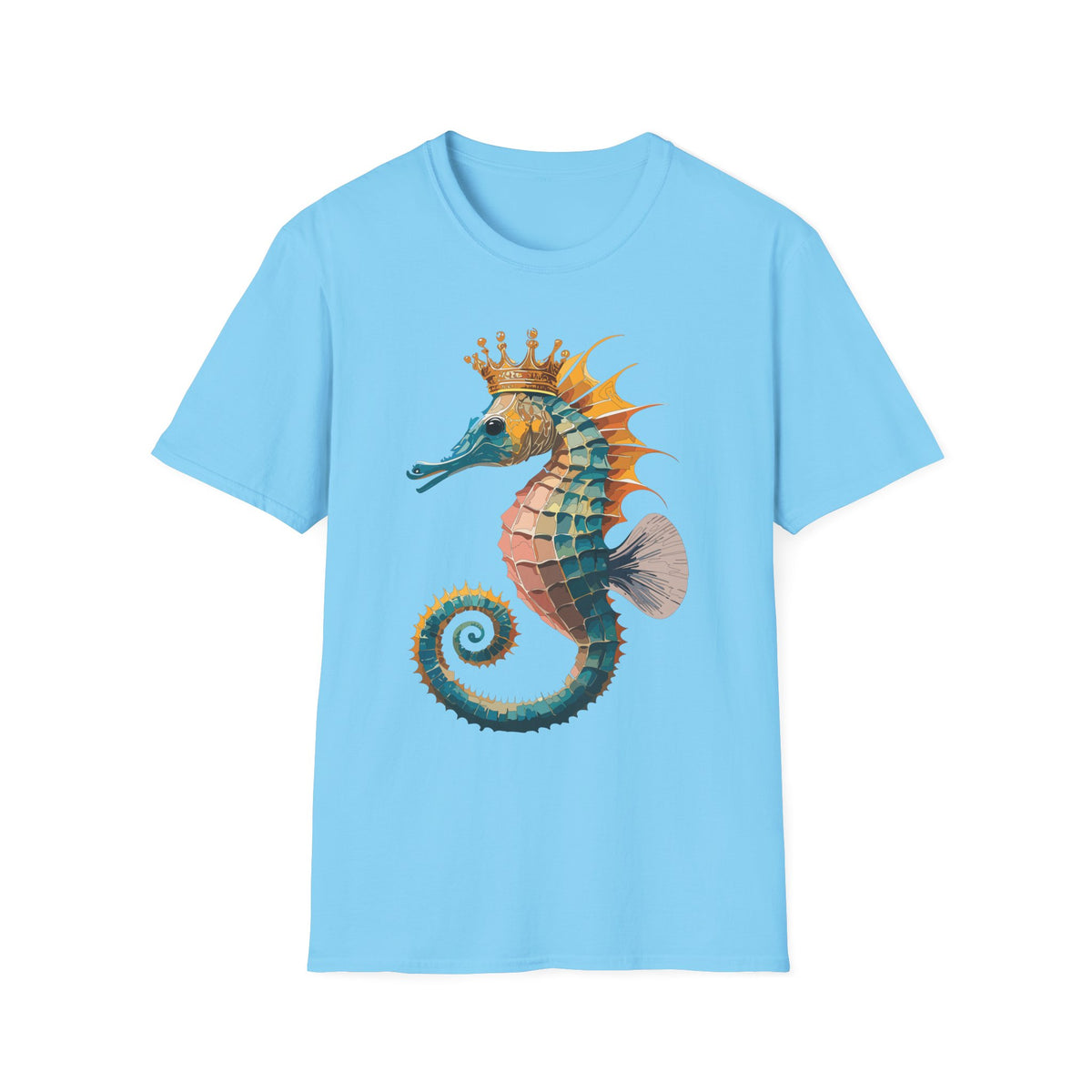 Crowned Seahorse T-Shirt | Colorful King Seahorse Illustration Tee