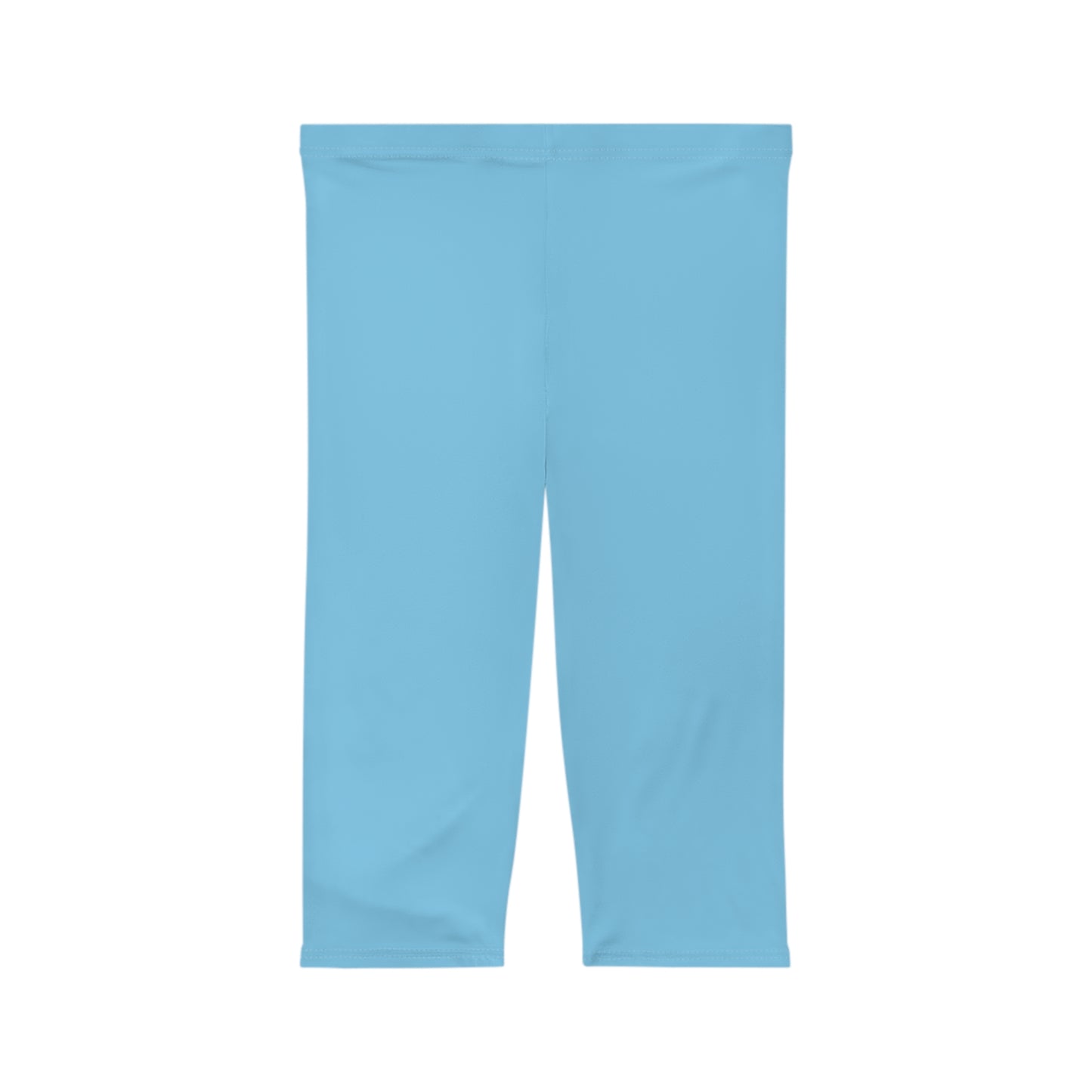 Turquoise Blue Color Women's Brushed Suede Poly Span Casual Capri Leggings XS-2XL