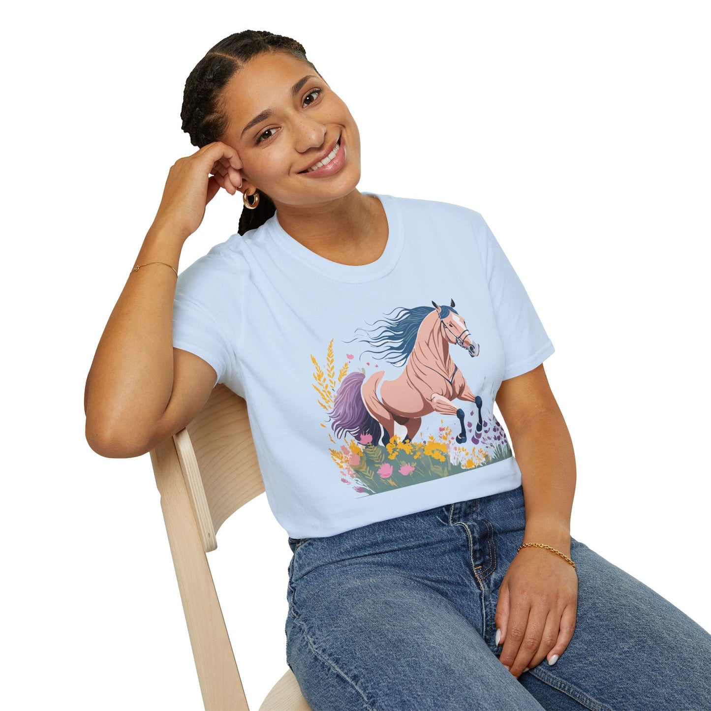 Unisex Horse Shirt With Animal Design Gildan Softstyle 64000 Tee