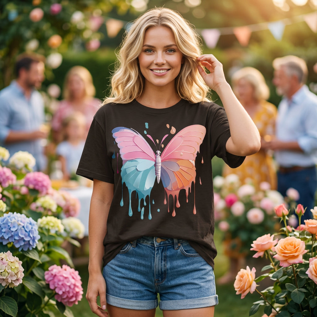 Butterfly Graphic Unisex Cotton Bella+Canvas Tee with Art Design n61