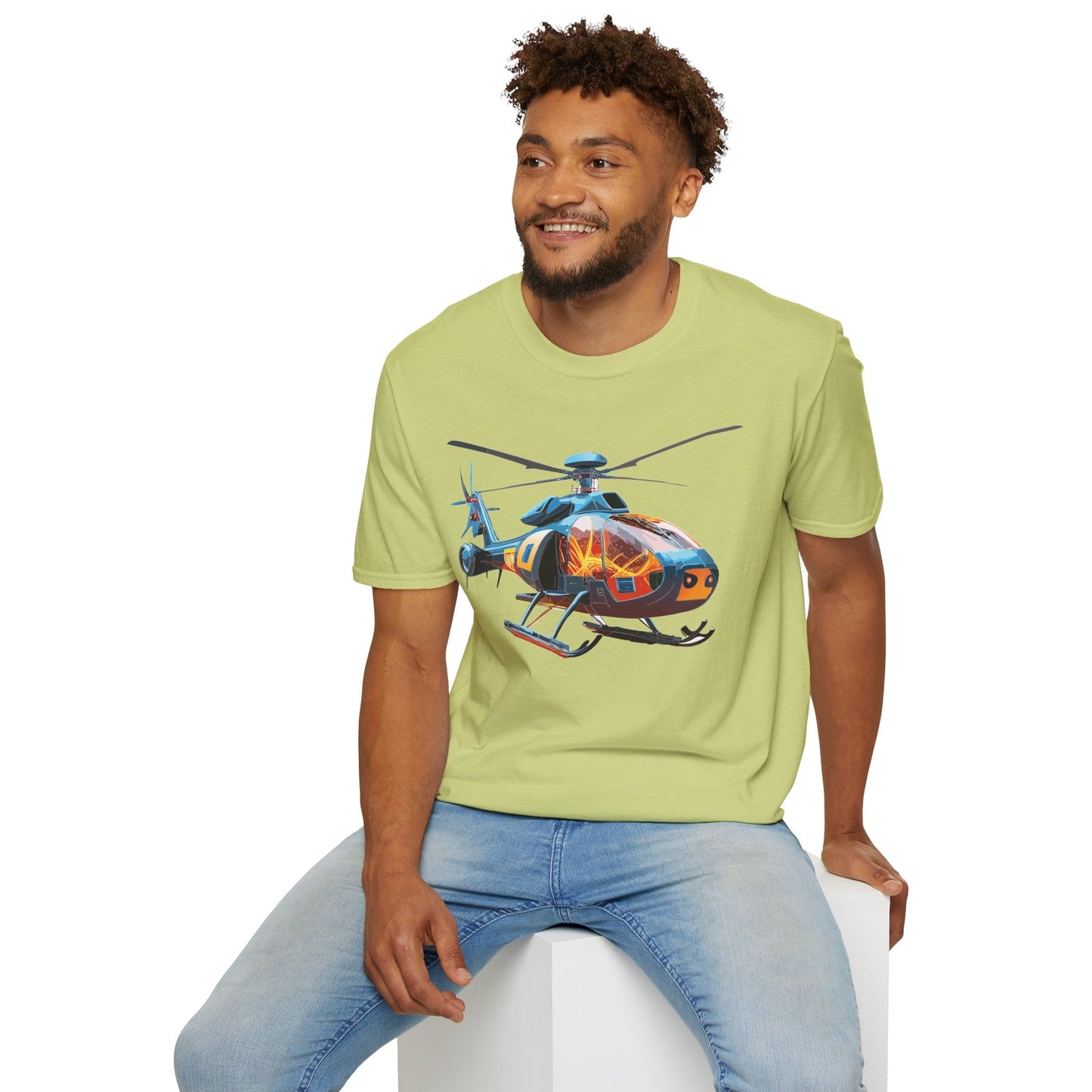 Helicopter Chopper Shirt Unisex Gildan Softstyle 64000 Short Sleeve Tee For Everyday Wear