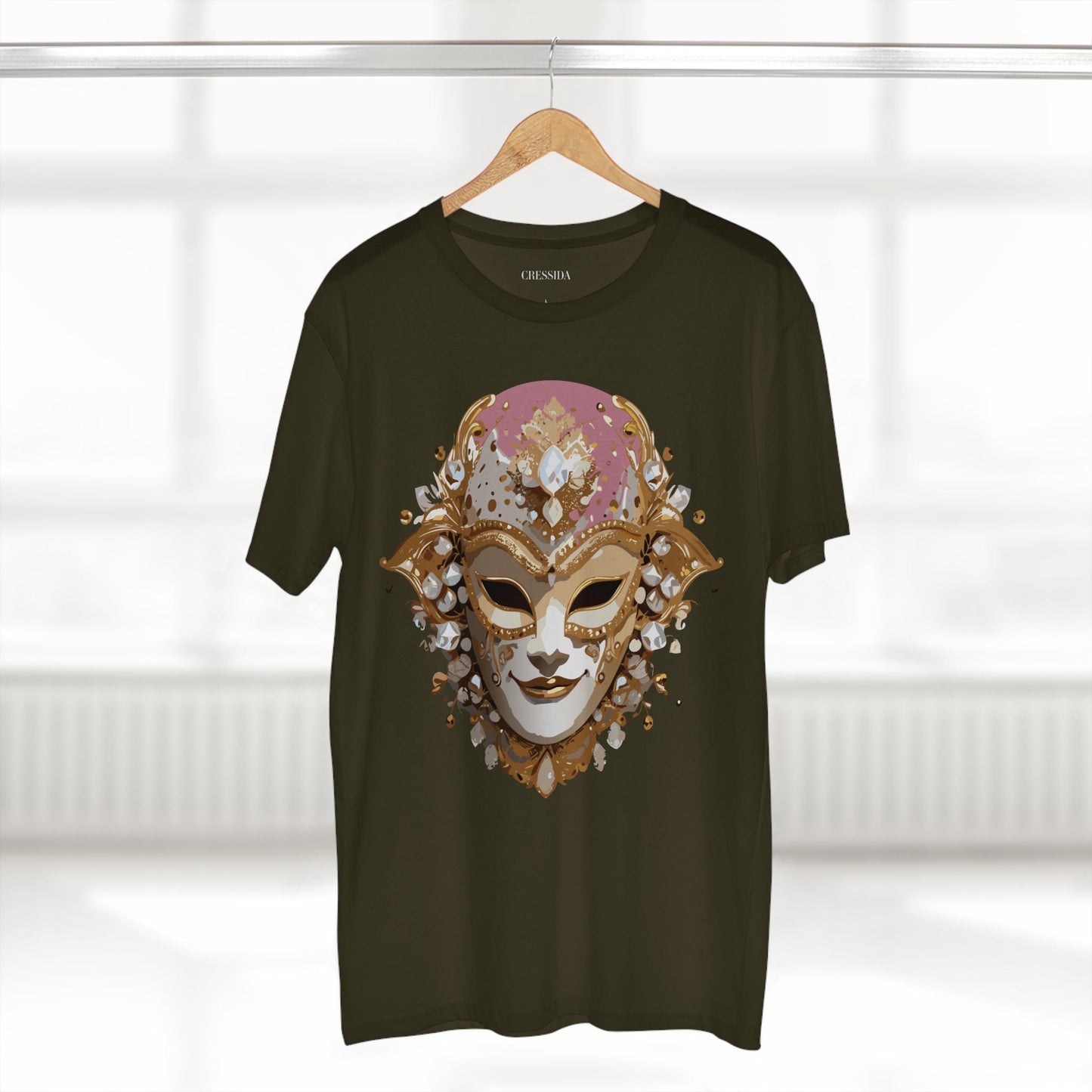Carnival Mask Graphic T-Shirt Unisex 100 Cotton With Antique Gold Art Design Tee 19