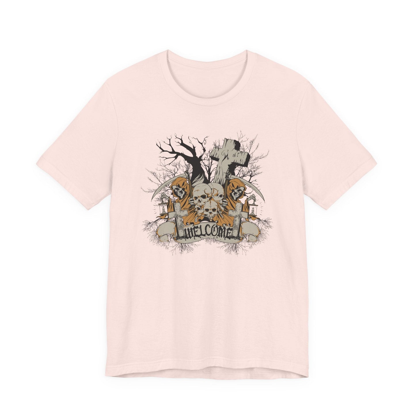Skull Halloween Graphic Design Unisex Cotton T-Shirt Art-50