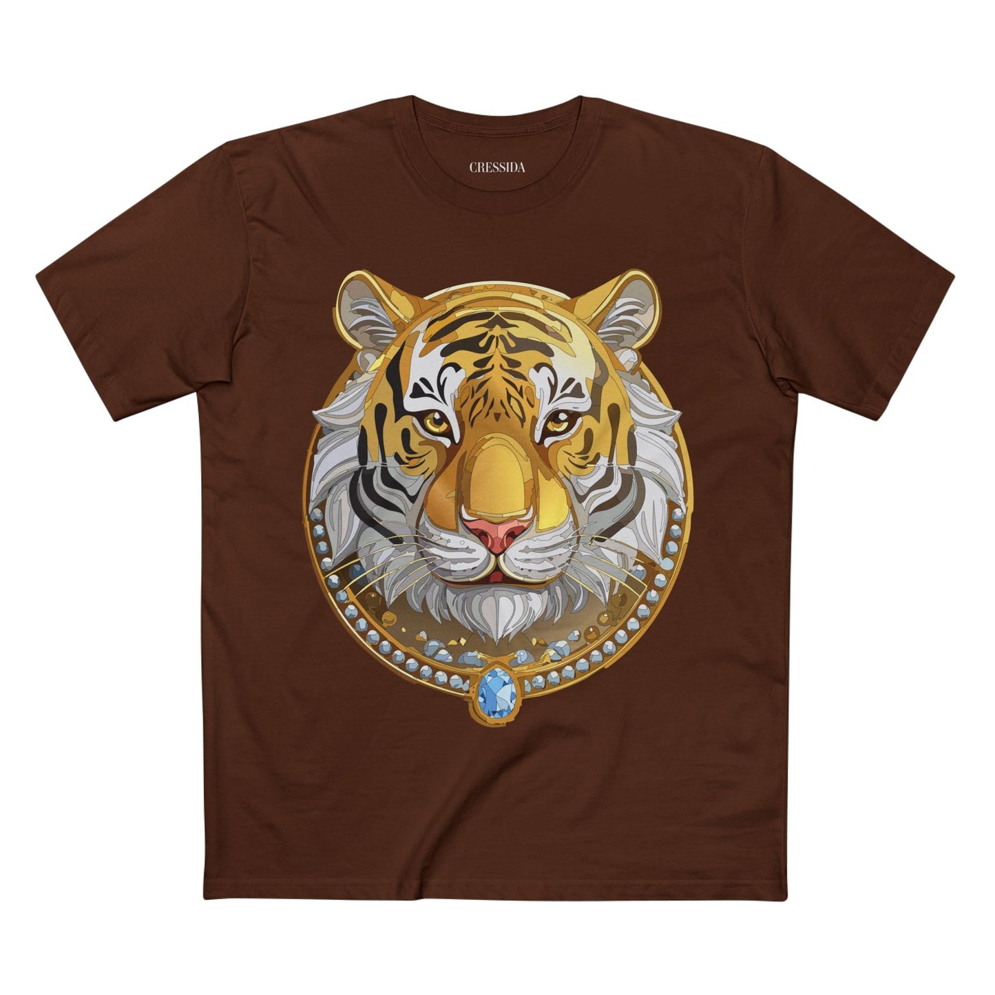 Tiger Graphic Unisex 100 Cotton Tee With Unique Animal Golden Medallion Art Design 4