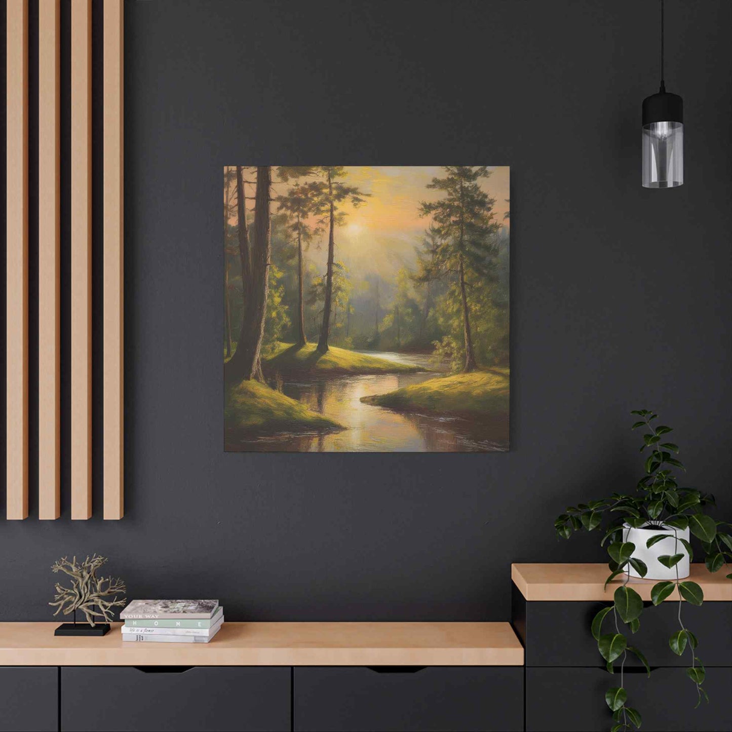 Forest Print Canvas, Trees Oil Paint Print 20x20, 24x24, 30x30, 32x32, 36x36 Art Design Print Pine-Wood Inner Frame MC-68