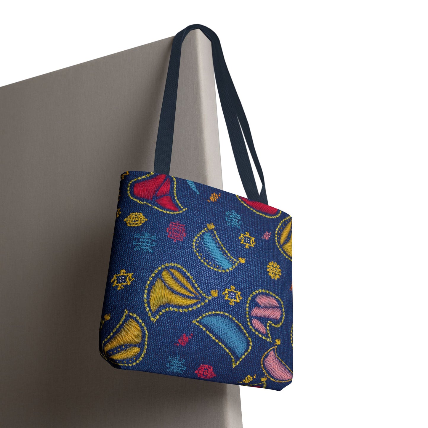 Diwali Graphic Denim Fabric Imitation Print Unisex Canvas Bag Poly Spun 3 Sizes Tote Bag 205-21