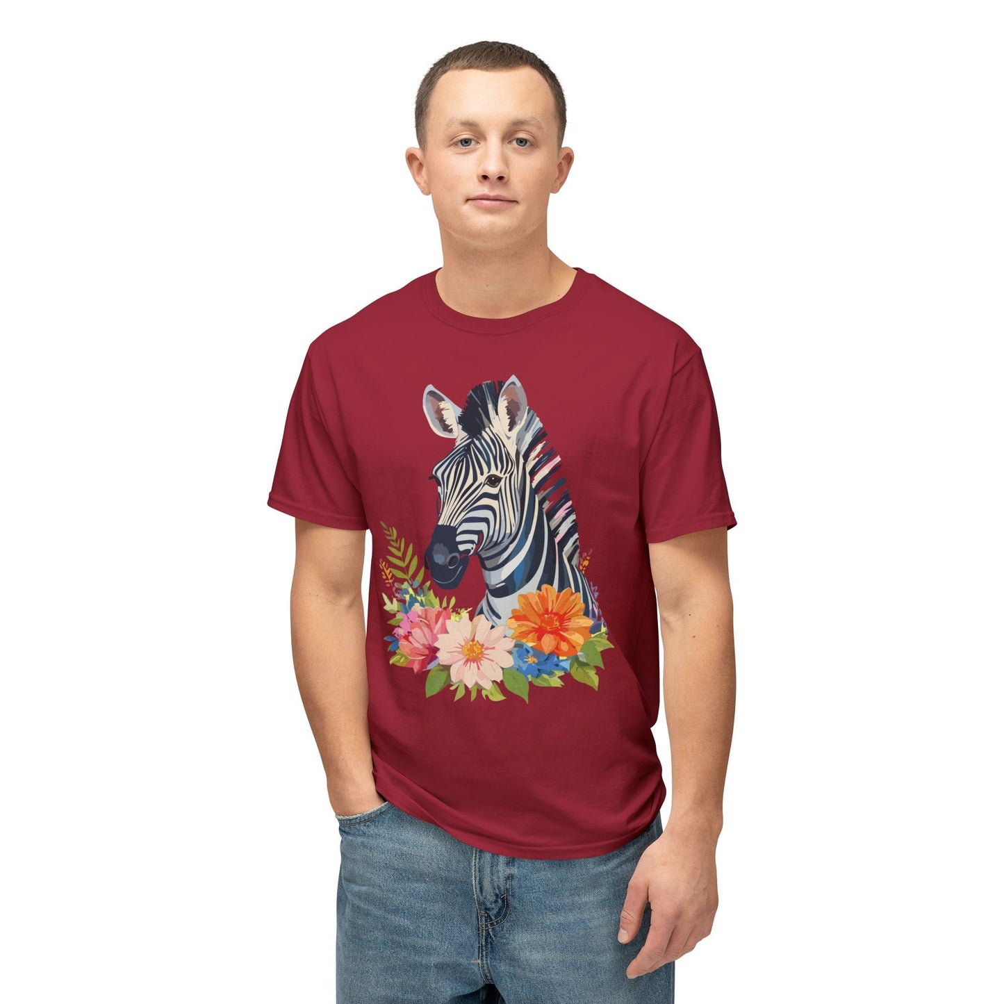 Unisex Zebra Art T Shirt With Full Color Print 100 Percent Cotton Jersey Tee Premium